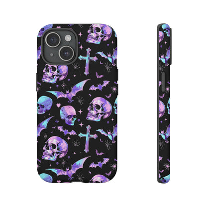 Pastel Skulls and Crosses Gothic Phone Case – Tough Phone Case – Cute Spooky Design - iPhone 16 - Samsung Galaxy - Google Pixel