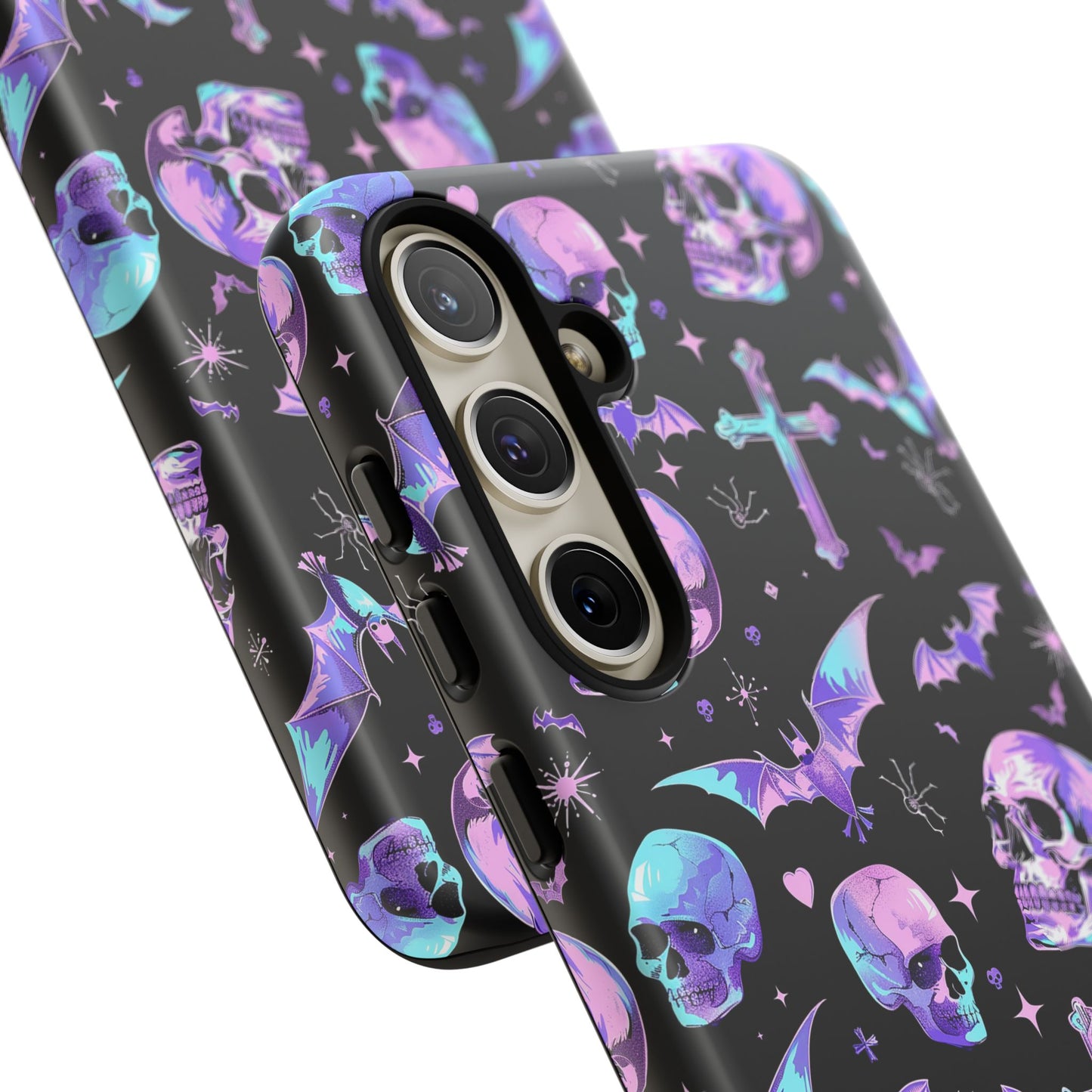 Pastel Skulls and Crosses Gothic Phone Case – Tough Phone Case – Cute Spooky Design - iPhone 16 - Samsung Galaxy - Google Pixel