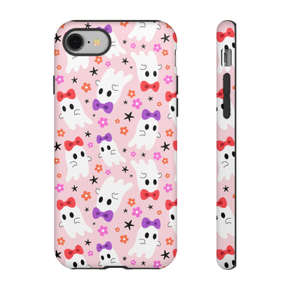 Cute Ghosts with Bows and Stars Halloween Phone Case – Tough Phone Case – Cute Spooky Design - iPhone 16 - Samsung Galaxy - Google Pixel