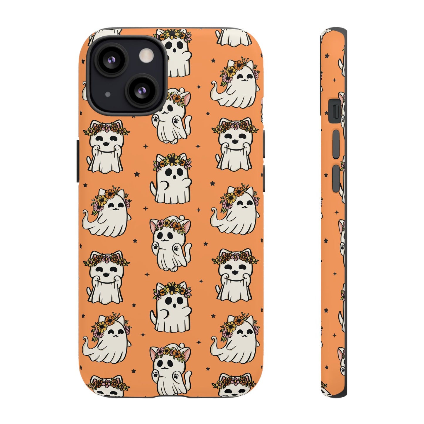 Ghost Cats and Pumpkins Halloween Phone Case – Tough Phone Case – Cute Spooky Design - iPhone 16 - Samsung Galaxy - Google Pixel