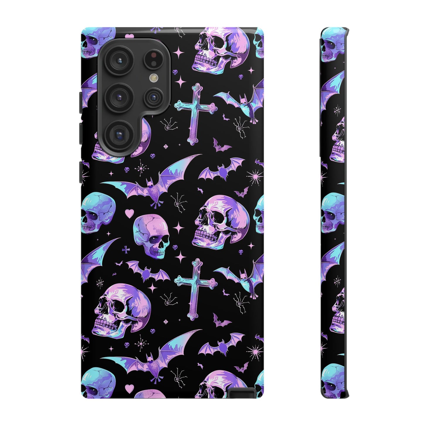 Pastel Skulls and Crosses Gothic Phone Case – Tough Phone Case – Cute Spooky Design - iPhone 16 - Samsung Galaxy - Google Pixel