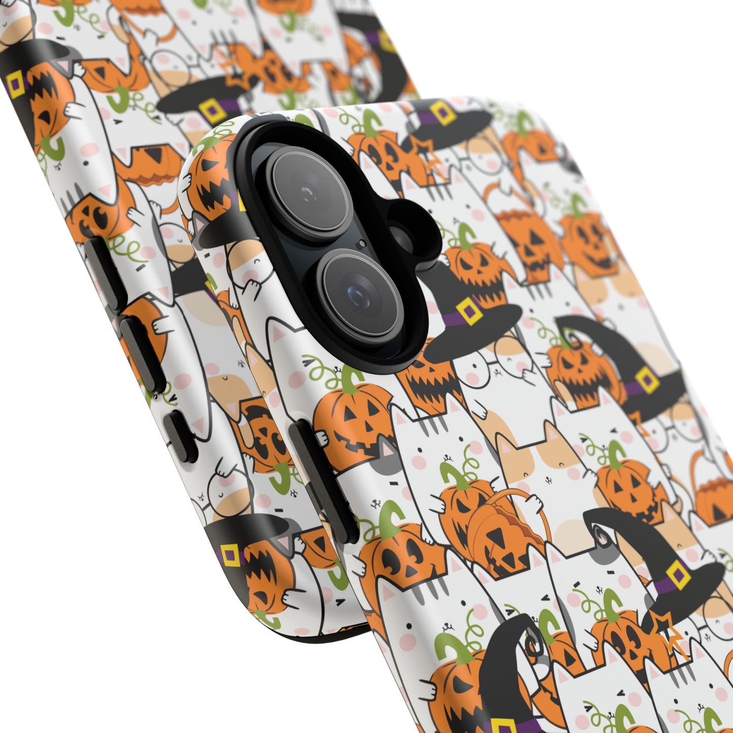 Halloween Cats and Pumpkins Phone Case – Tough Phone Case – Cute Spooky Design - iPhone 16 - Samsung Galaxy - Google Pixel