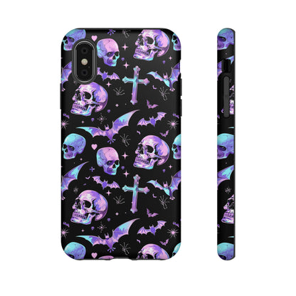 Pastel Skulls and Crosses Gothic Phone Case – Tough Phone Case – Cute Spooky Design - iPhone 16 - Samsung Galaxy - Google Pixel