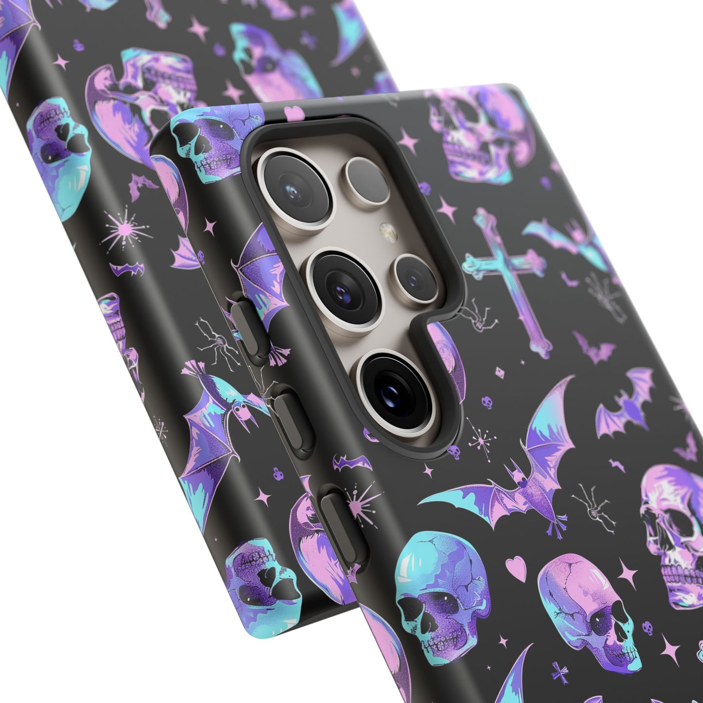 Pastel Skulls and Crosses Gothic Phone Case – Tough Phone Case – Cute Spooky Design - iPhone 16 - Samsung Galaxy - Google Pixel