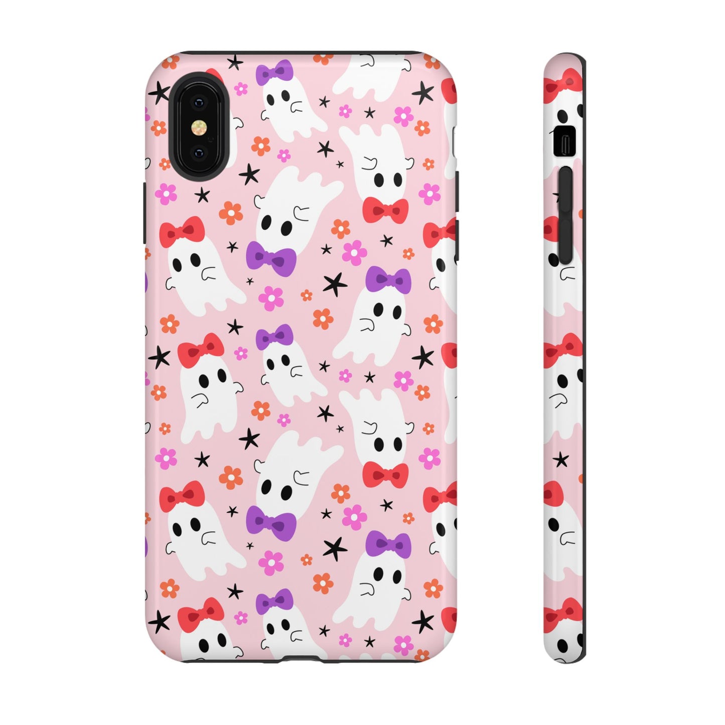 Cute Ghosts with Bows and Stars Halloween Phone Case – Tough Phone Case – Cute Spooky Design - iPhone 16 - Samsung Galaxy - Google Pixel