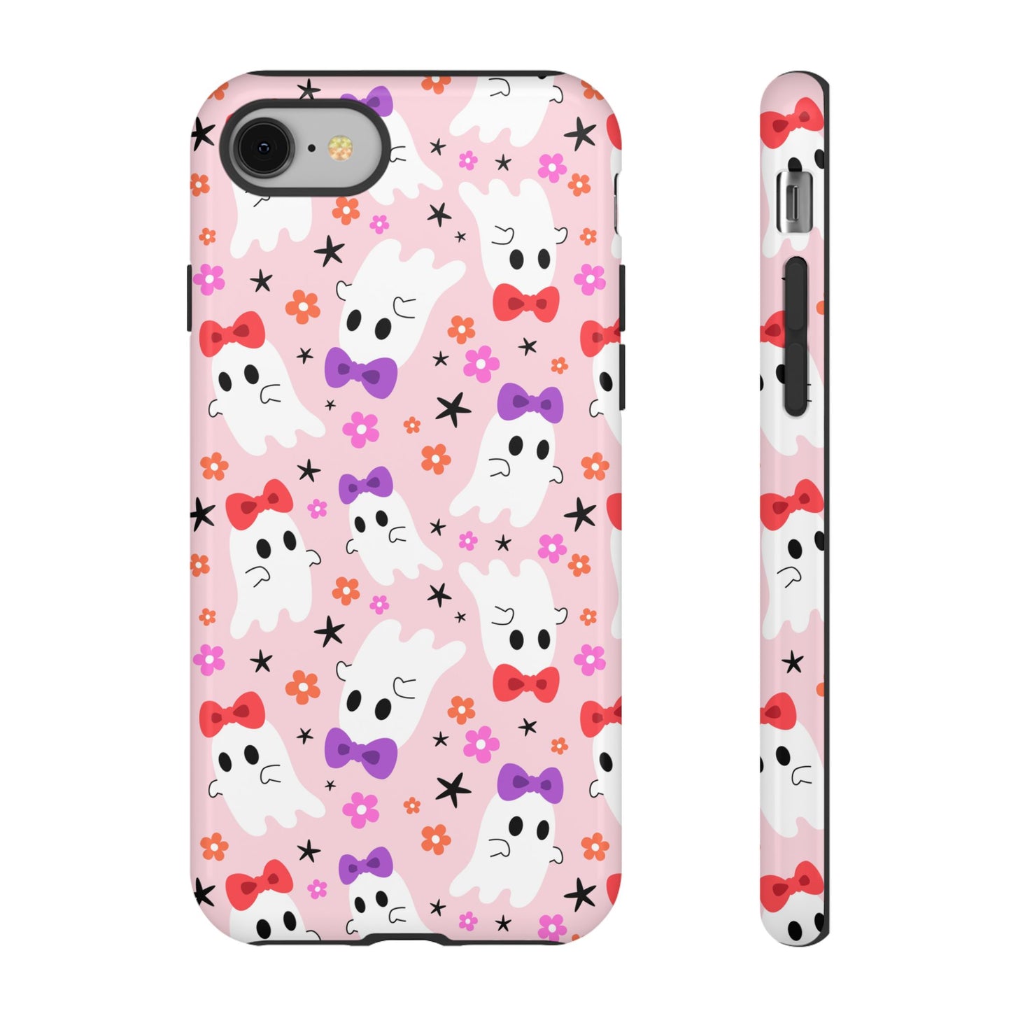 Cute Ghosts with Bows and Stars Halloween Phone Case – Tough Phone Case – Cute Spooky Design - iPhone 16 - Samsung Galaxy - Google Pixel