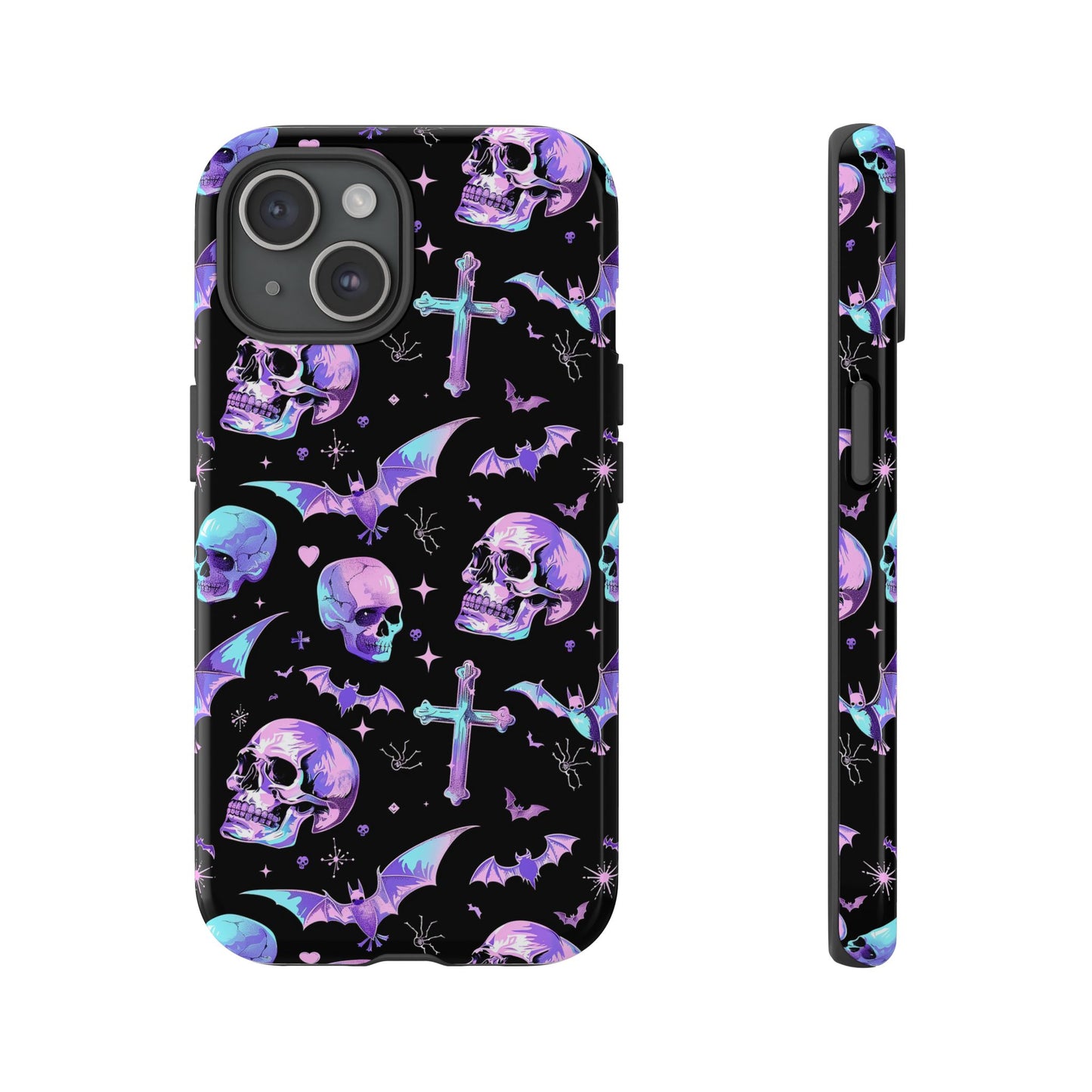 Pastel Skulls and Crosses Gothic Phone Case – Tough Phone Case – Cute Spooky Design - iPhone 16 - Samsung Galaxy - Google Pixel