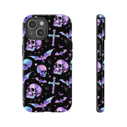 Pastel Skulls and Crosses Gothic Phone Case – Tough Phone Case – Cute Spooky Design - iPhone 16 - Samsung Galaxy - Google Pixel