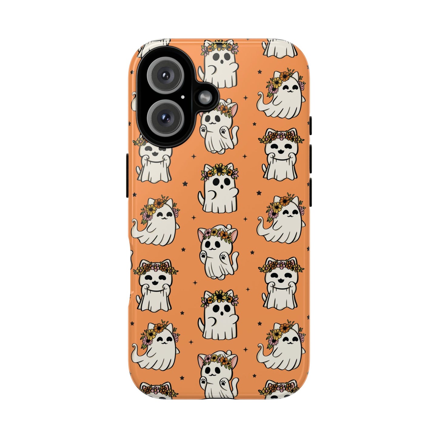 Ghost Cats and Pumpkins Halloween Phone Case – Tough Phone Case – Cute Spooky Design - iPhone 16 - Samsung Galaxy - Google Pixel