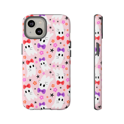 Cute Ghosts with Bows and Stars Halloween Phone Case – Tough Phone Case – Cute Spooky Design - iPhone 16 - Samsung Galaxy - Google Pixel