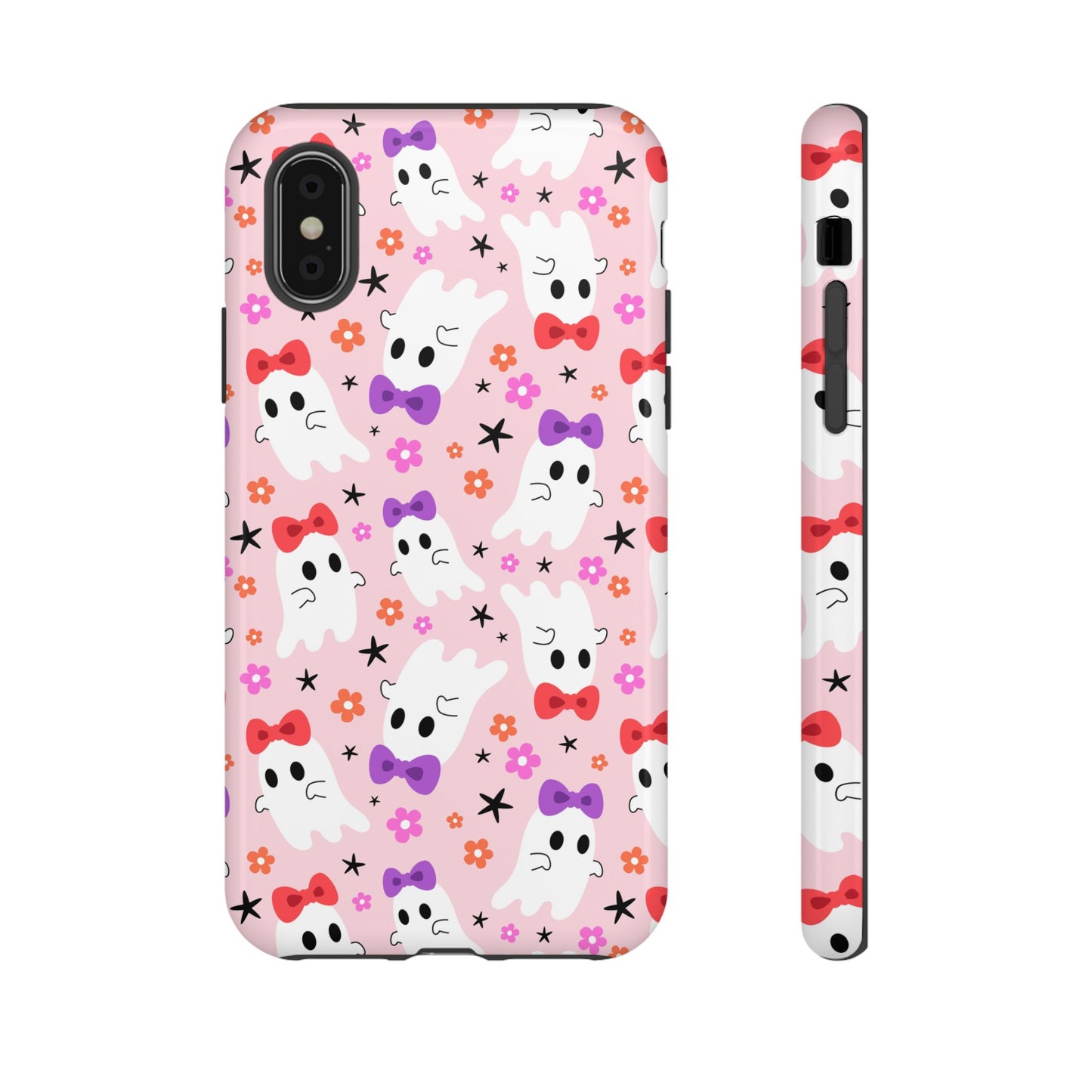 Cute Ghosts with Bows and Stars Halloween Phone Case – Tough Phone Case – Cute Spooky Design - iPhone 16 - Samsung Galaxy - Google Pixel