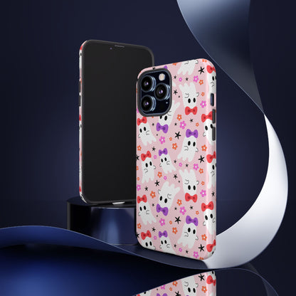 Cute Ghosts with Bows and Stars Halloween Phone Case – Tough Phone Case – Cute Spooky Design - iPhone 16 - Samsung Galaxy - Google Pixel