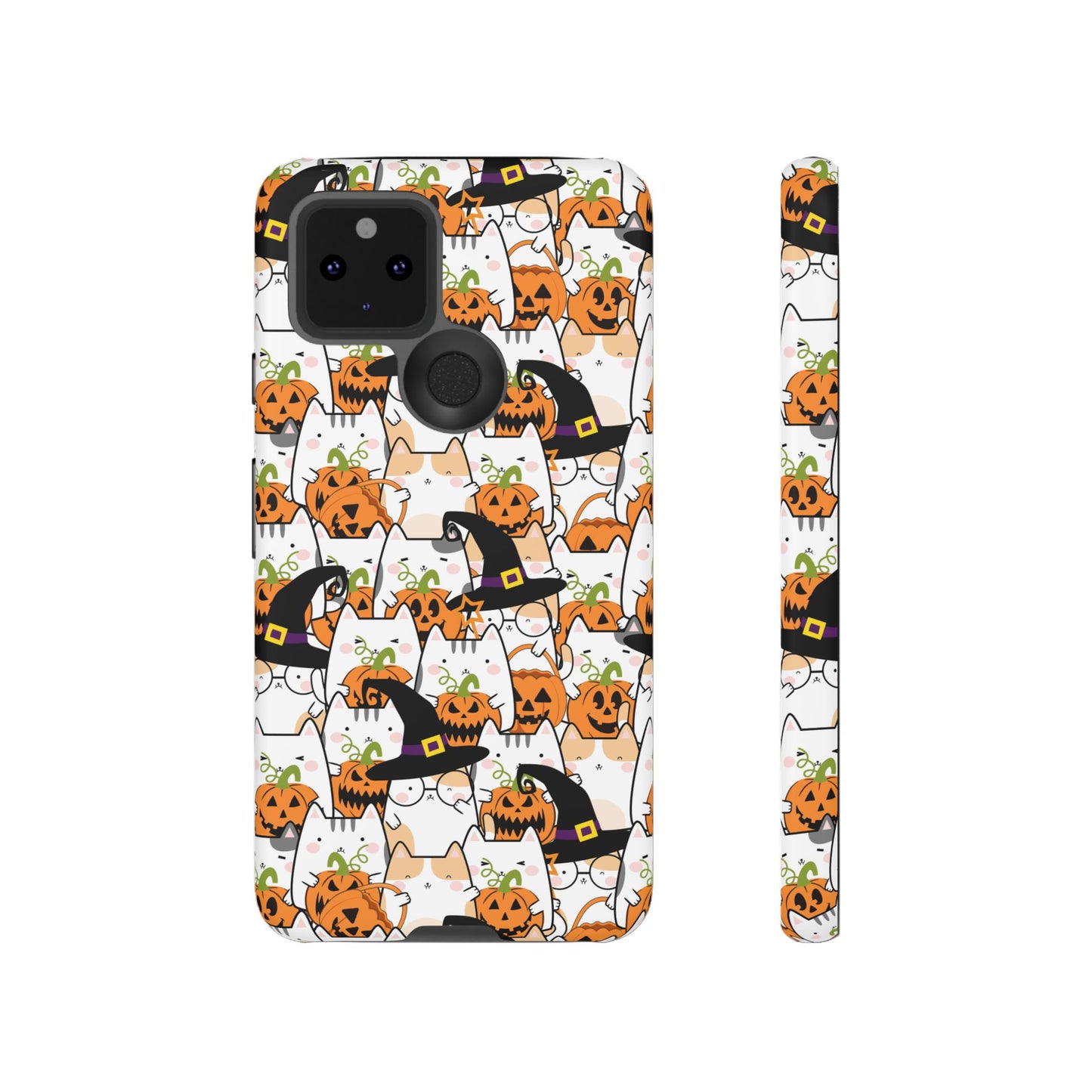 Halloween Cats and Pumpkins Phone Case – Tough Phone Case – Cute Spooky Design - iPhone 16 - Samsung Galaxy - Google Pixel