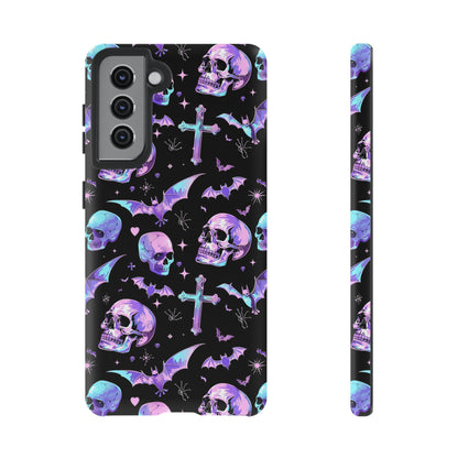 Pastel Skulls and Crosses Gothic Phone Case – Tough Phone Case – Cute Spooky Design - iPhone 16 - Samsung Galaxy - Google Pixel