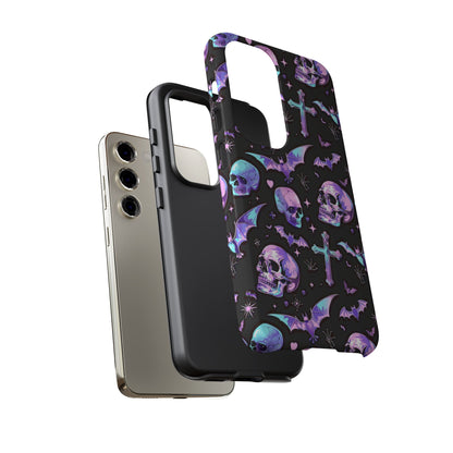 Pastel Skulls and Crosses Gothic Phone Case – Tough Phone Case – Cute Spooky Design - iPhone 16 - Samsung Galaxy - Google Pixel