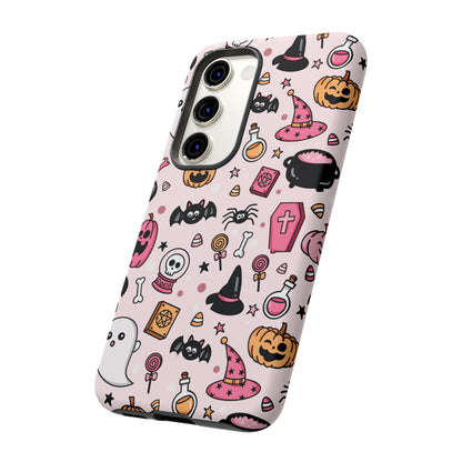 Pastel Halloween Charm Tough Phone Case – Cute Spooky Design - iPhone 16 - Samsung Galaxy - Google Pixel