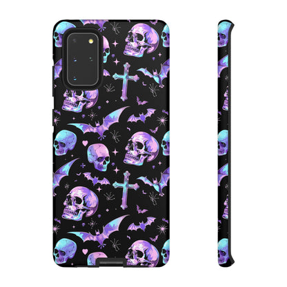 Pastel Skulls and Crosses Gothic Phone Case – Tough Phone Case – Cute Spooky Design - iPhone 16 - Samsung Galaxy - Google Pixel