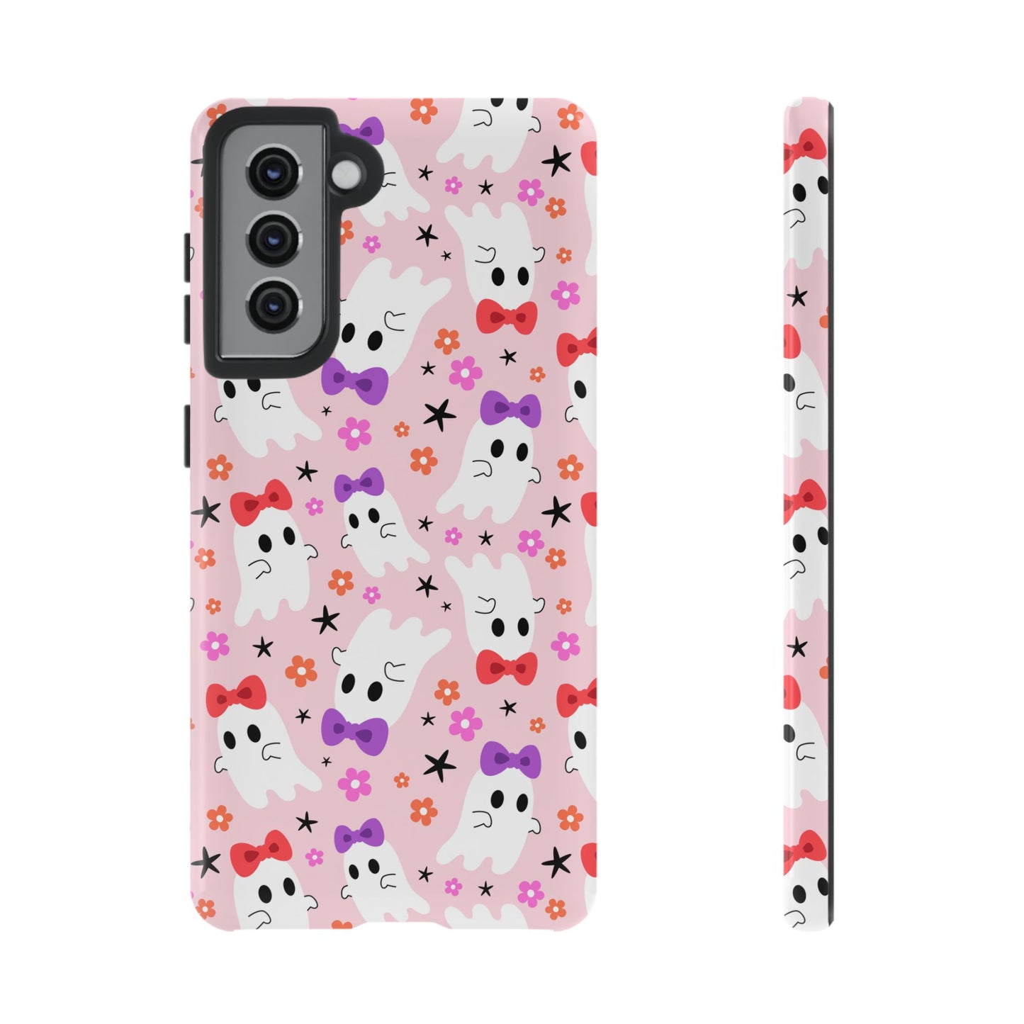 Cute Ghosts with Bows and Stars Halloween Phone Case – Tough Phone Case – Cute Spooky Design - iPhone 16 - Samsung Galaxy - Google Pixel