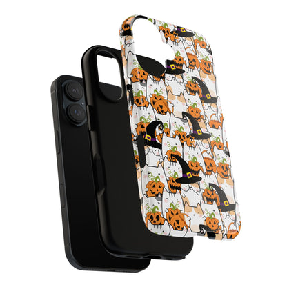 Halloween Cats and Pumpkins Phone Case – Tough Phone Case – Cute Spooky Design - iPhone 16 - Samsung Galaxy - Google Pixel