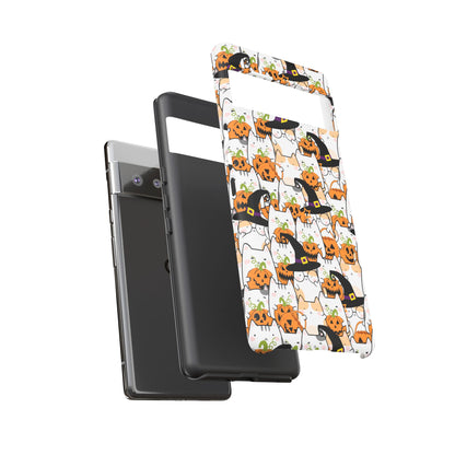 Halloween Cats and Pumpkins Phone Case – Tough Phone Case – Cute Spooky Design - iPhone 16 - Samsung Galaxy - Google Pixel