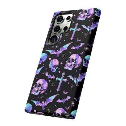 Pastel Skulls and Crosses Gothic Phone Case – Tough Phone Case – Cute Spooky Design - iPhone 16 - Samsung Galaxy - Google Pixel