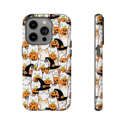 Halloween Cats and Pumpkins Phone Case – Tough Phone Case – Cute Spooky Design - iPhone 16 - Samsung Galaxy - Google Pixel