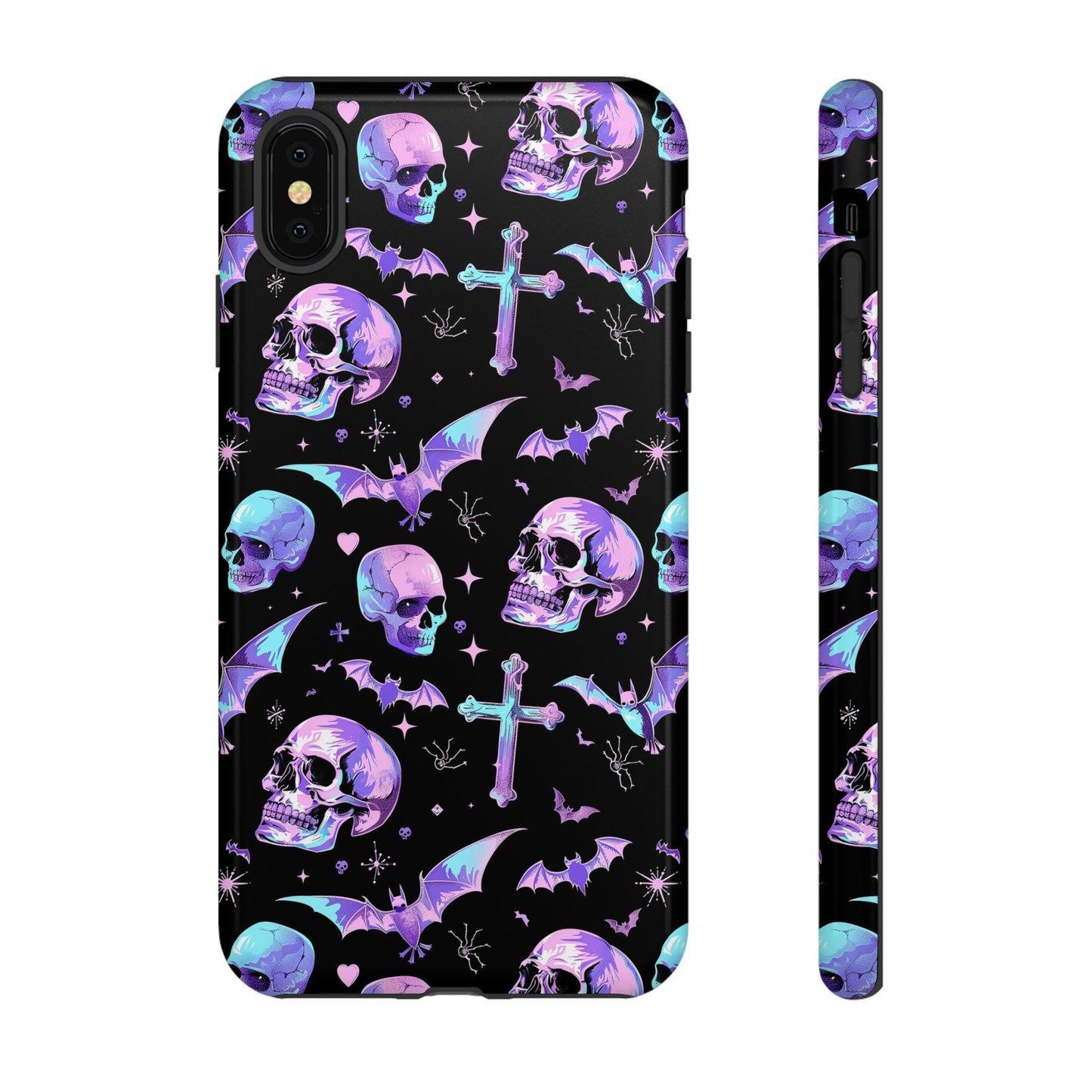 Pastel Skulls and Crosses Gothic Phone Case – Tough Phone Case – Cute Spooky Design - iPhone 16 - Samsung Galaxy - Google Pixel