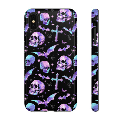 Pastel Skulls and Crosses Gothic Phone Case – Tough Phone Case – Cute Spooky Design - iPhone 16 - Samsung Galaxy - Google Pixel