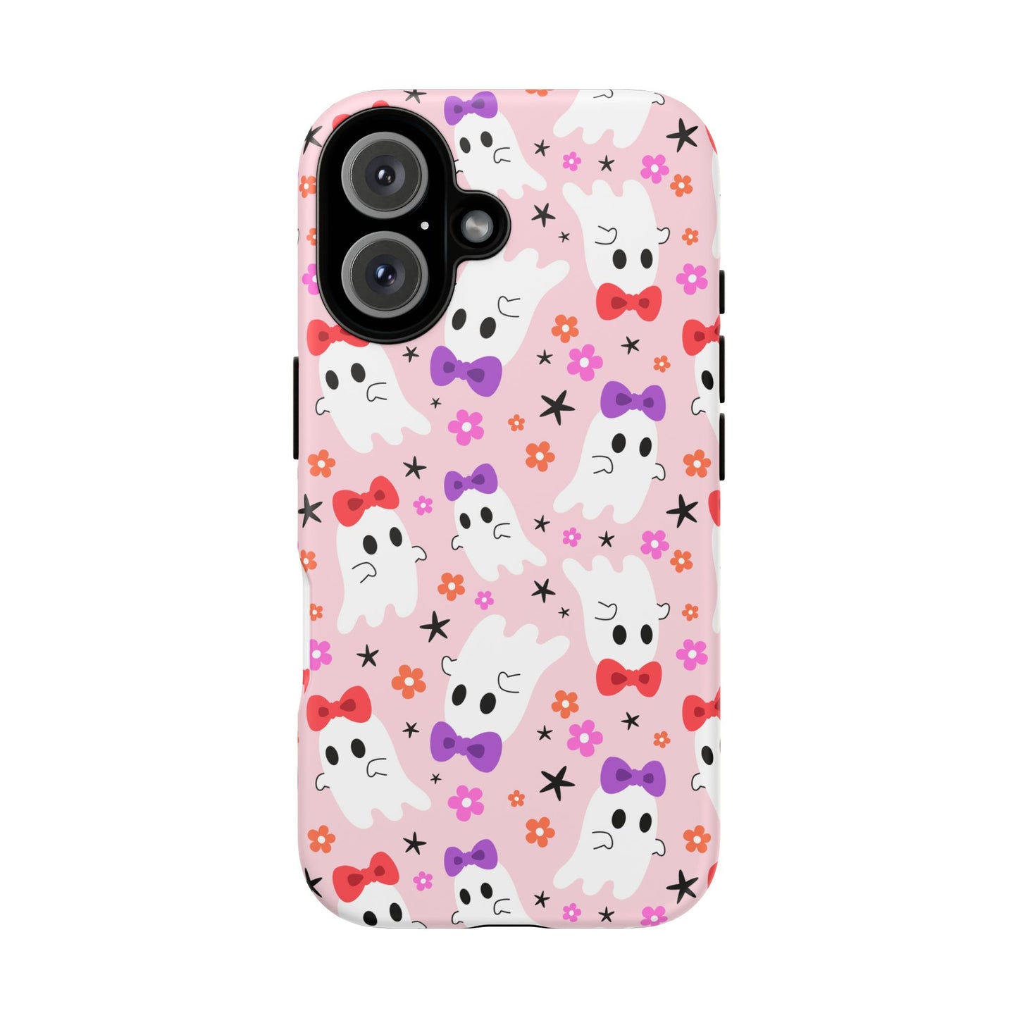 Cute Ghosts with Bows and Stars Halloween Phone Case – Tough Phone Case – Cute Spooky Design - iPhone 16 - Samsung Galaxy - Google Pixel