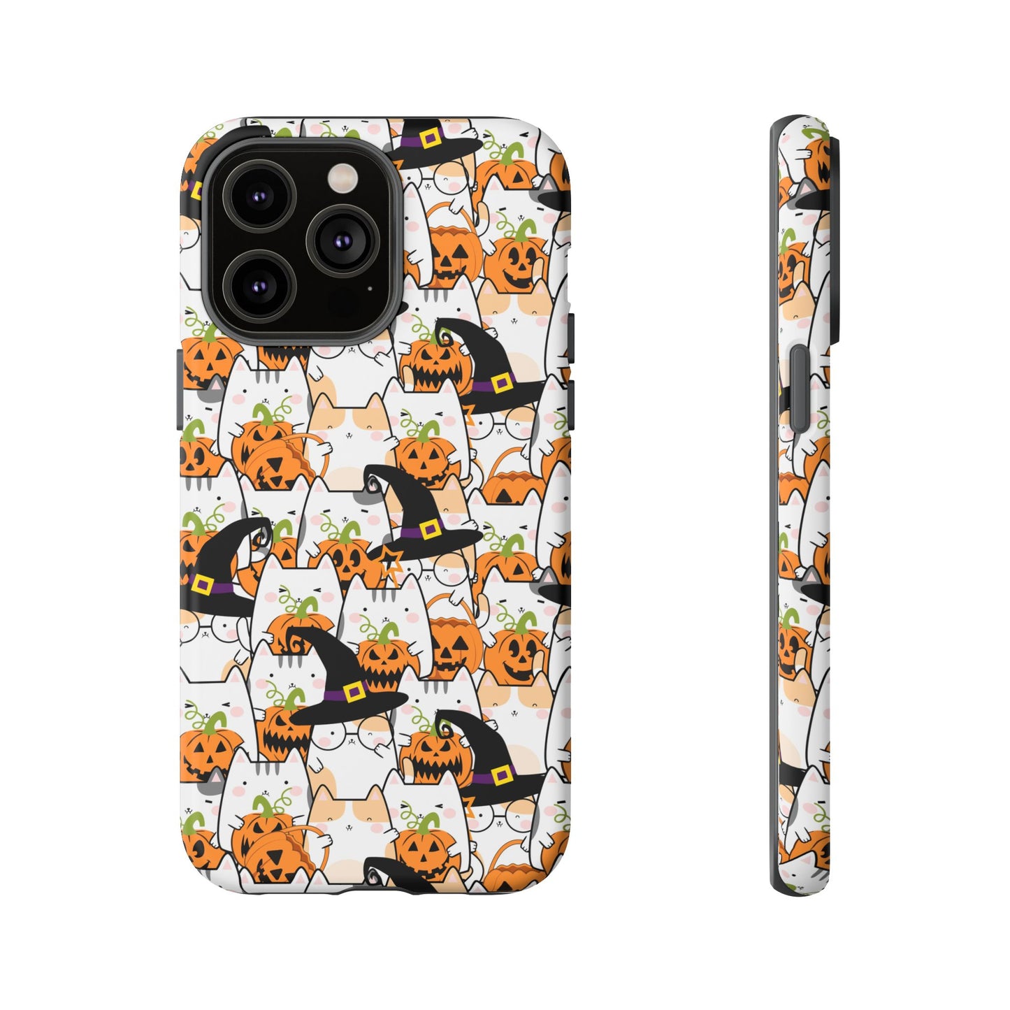 Halloween Cats and Pumpkins Phone Case – Tough Phone Case – Cute Spooky Design - iPhone 16 - Samsung Galaxy - Google Pixel