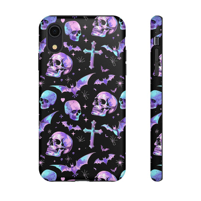 Pastel Skulls and Crosses Gothic Phone Case – Tough Phone Case – Cute Spooky Design - iPhone 16 - Samsung Galaxy - Google Pixel