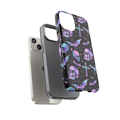 Pastel Skulls and Crosses Gothic Phone Case – Tough Phone Case – Cute Spooky Design - iPhone 16 - Samsung Galaxy - Google Pixel