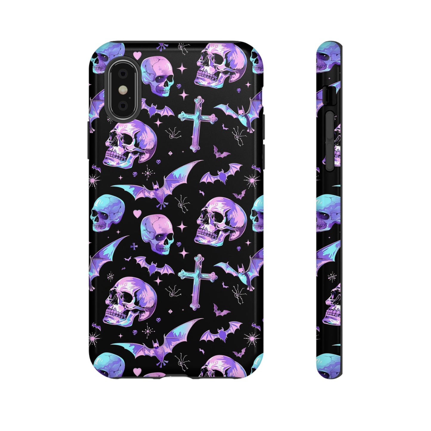 Pastel Skulls and Crosses Gothic Phone Case – Tough Phone Case – Cute Spooky Design - iPhone 16 - Samsung Galaxy - Google Pixel