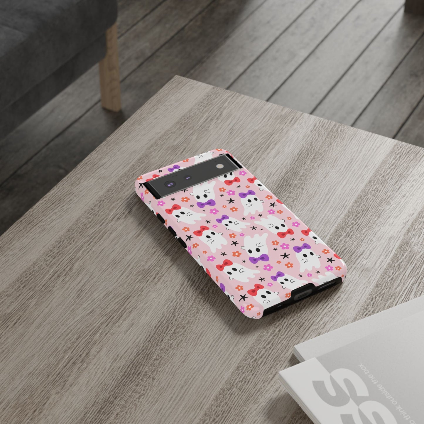 Cute Ghosts with Bows and Stars Halloween Phone Case – Tough Phone Case – Cute Spooky Design - iPhone 16 - Samsung Galaxy - Google Pixel