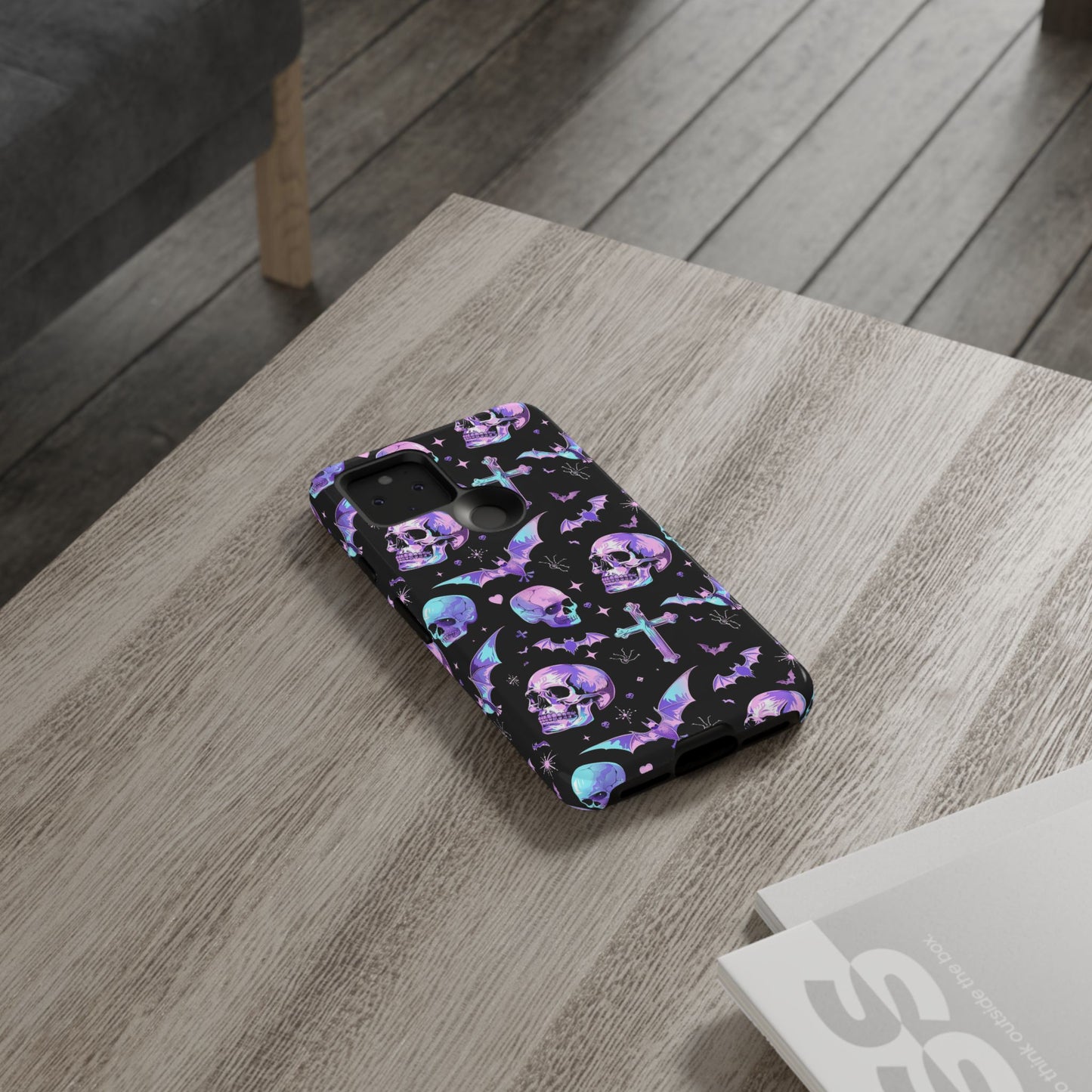 Pastel Skulls and Crosses Gothic Phone Case – Tough Phone Case – Cute Spooky Design - iPhone 16 - Samsung Galaxy - Google Pixel