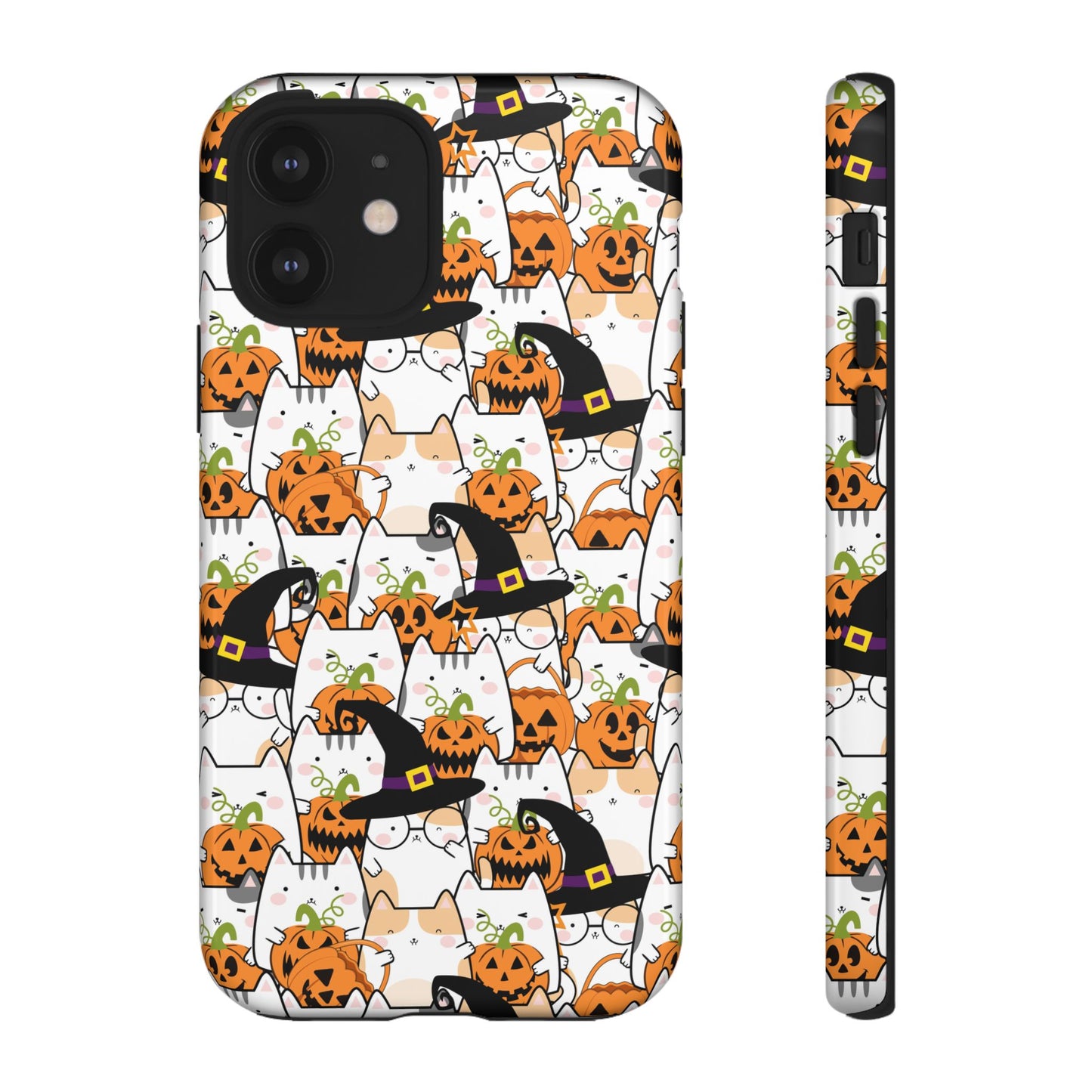 Halloween Cats and Pumpkins Phone Case – Tough Phone Case – Cute Spooky Design - iPhone 16 - Samsung Galaxy - Google Pixel