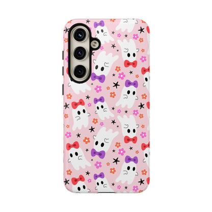 Cute Ghosts with Bows and Stars Halloween Phone Case – Tough Phone Case – Cute Spooky Design - iPhone 16 - Samsung Galaxy - Google Pixel