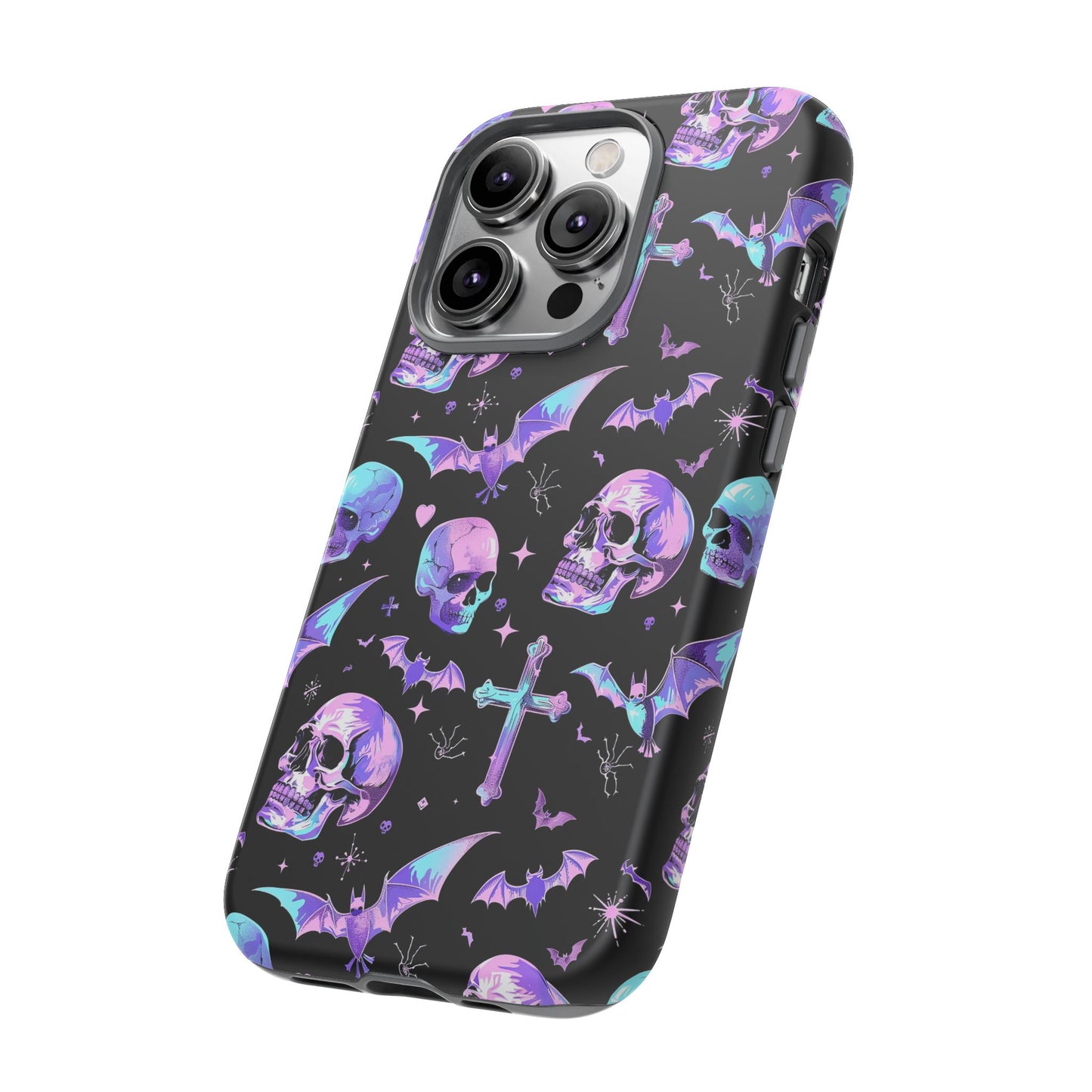 Pastel Skulls and Crosses Gothic Phone Case – Tough Phone Case – Cute Spooky Design - iPhone 16 - Samsung Galaxy - Google Pixel