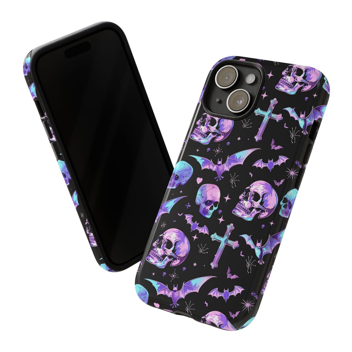 Pastel Skulls and Crosses Gothic Phone Case – Tough Phone Case – Cute Spooky Design - iPhone 16 - Samsung Galaxy - Google Pixel