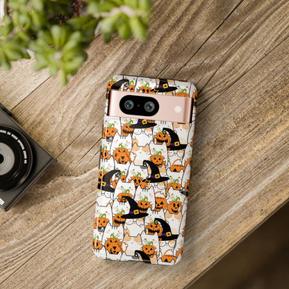 Halloween Cats and Pumpkins Phone Case – Tough Phone Case – Cute Spooky Design - iPhone 16 - Samsung Galaxy - Google Pixel