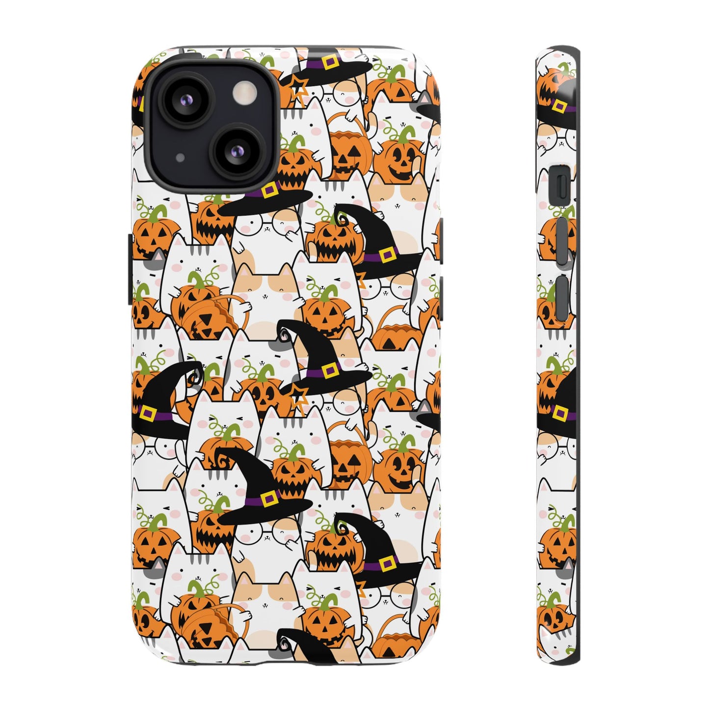 Halloween Cats and Pumpkins Phone Case – Tough Phone Case – Cute Spooky Design - iPhone 16 - Samsung Galaxy - Google Pixel