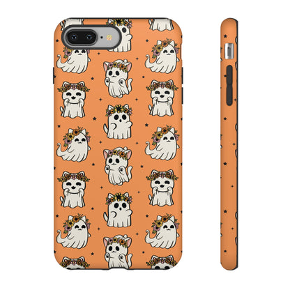 Ghost Cats and Pumpkins Halloween Phone Case – Tough Phone Case – Cute Spooky Design - iPhone 16 - Samsung Galaxy - Google Pixel