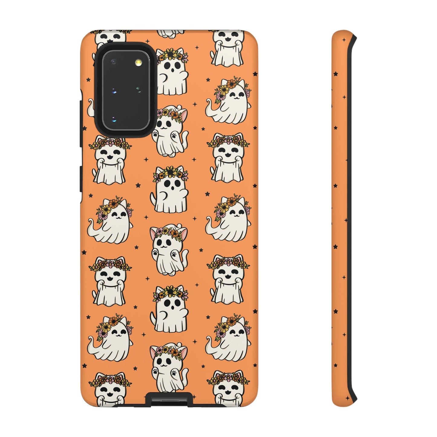 Ghost Cats and Pumpkins Halloween Phone Case – Tough Phone Case – Cute Spooky Design - iPhone 16 - Samsung Galaxy - Google Pixel