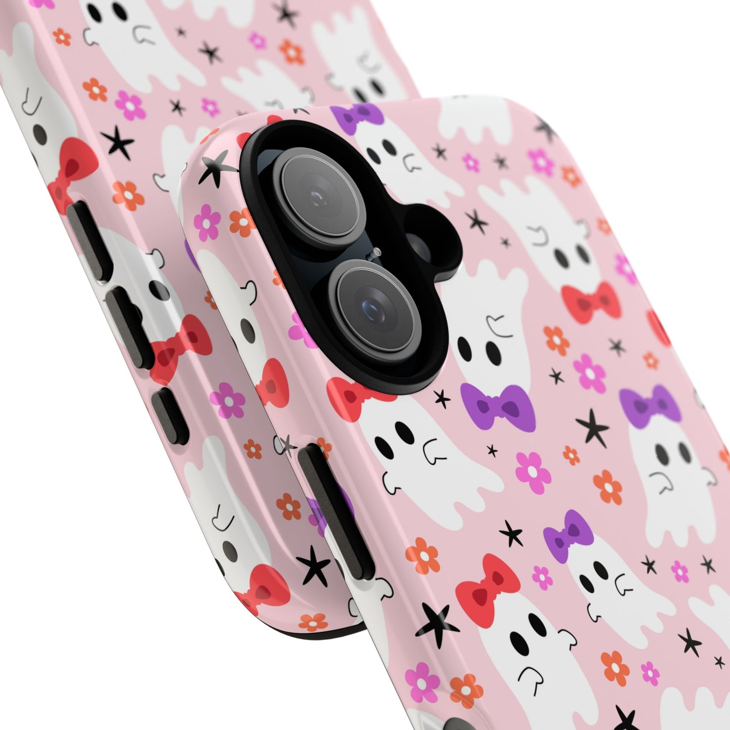 Cute Ghosts with Bows and Stars Halloween Phone Case – Tough Phone Case – Cute Spooky Design - iPhone 16 - Samsung Galaxy - Google Pixel