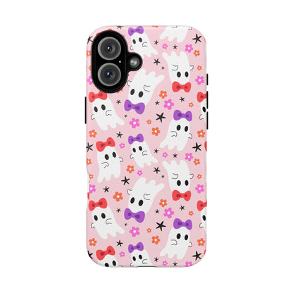 Cute Ghosts with Bows and Stars Halloween Phone Case – Tough Phone Case – Cute Spooky Design - iPhone 16 - Samsung Galaxy - Google Pixel