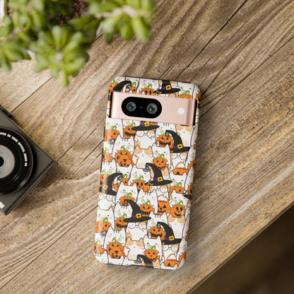 Halloween Cats and Pumpkins Phone Case – Tough Phone Case – Cute Spooky Design - iPhone 16 - Samsung Galaxy - Google Pixel