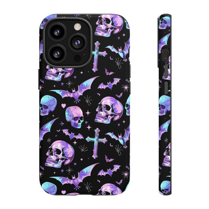 Pastel Skulls and Crosses Gothic Phone Case – Tough Phone Case – Cute Spooky Design - iPhone 16 - Samsung Galaxy - Google Pixel