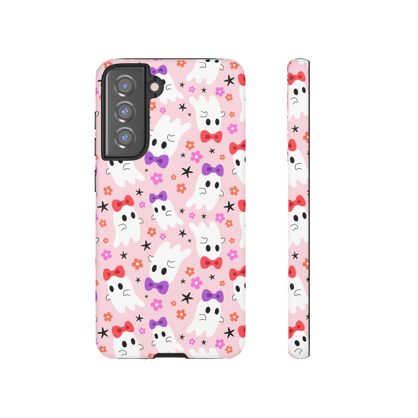 Cute Ghosts with Bows and Stars Halloween Phone Case – Tough Phone Case – Cute Spooky Design - iPhone 16 - Samsung Galaxy - Google Pixel