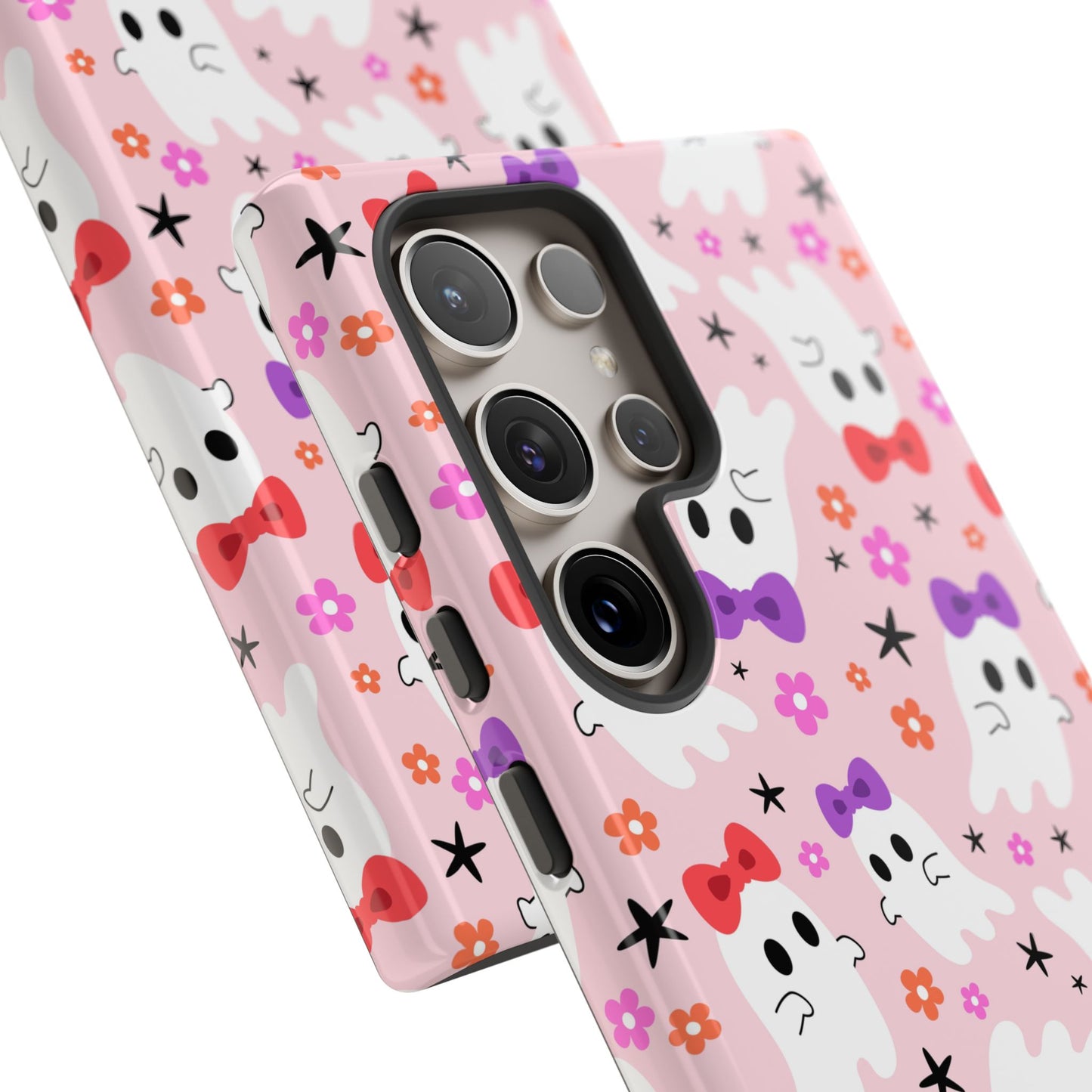 Cute Ghosts with Bows and Stars Halloween Phone Case – Tough Phone Case – Cute Spooky Design - iPhone 16 - Samsung Galaxy - Google Pixel