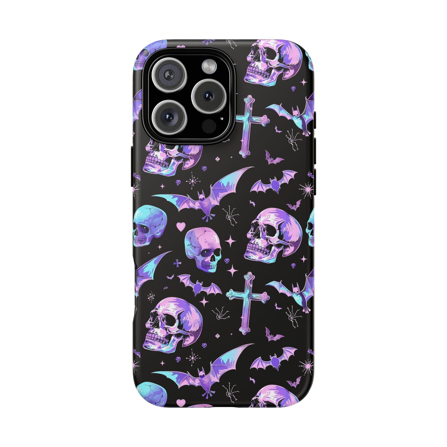 Pastel Skulls and Crosses Gothic Phone Case – Tough Phone Case – Cute Spooky Design - iPhone 16 - Samsung Galaxy - Google Pixel